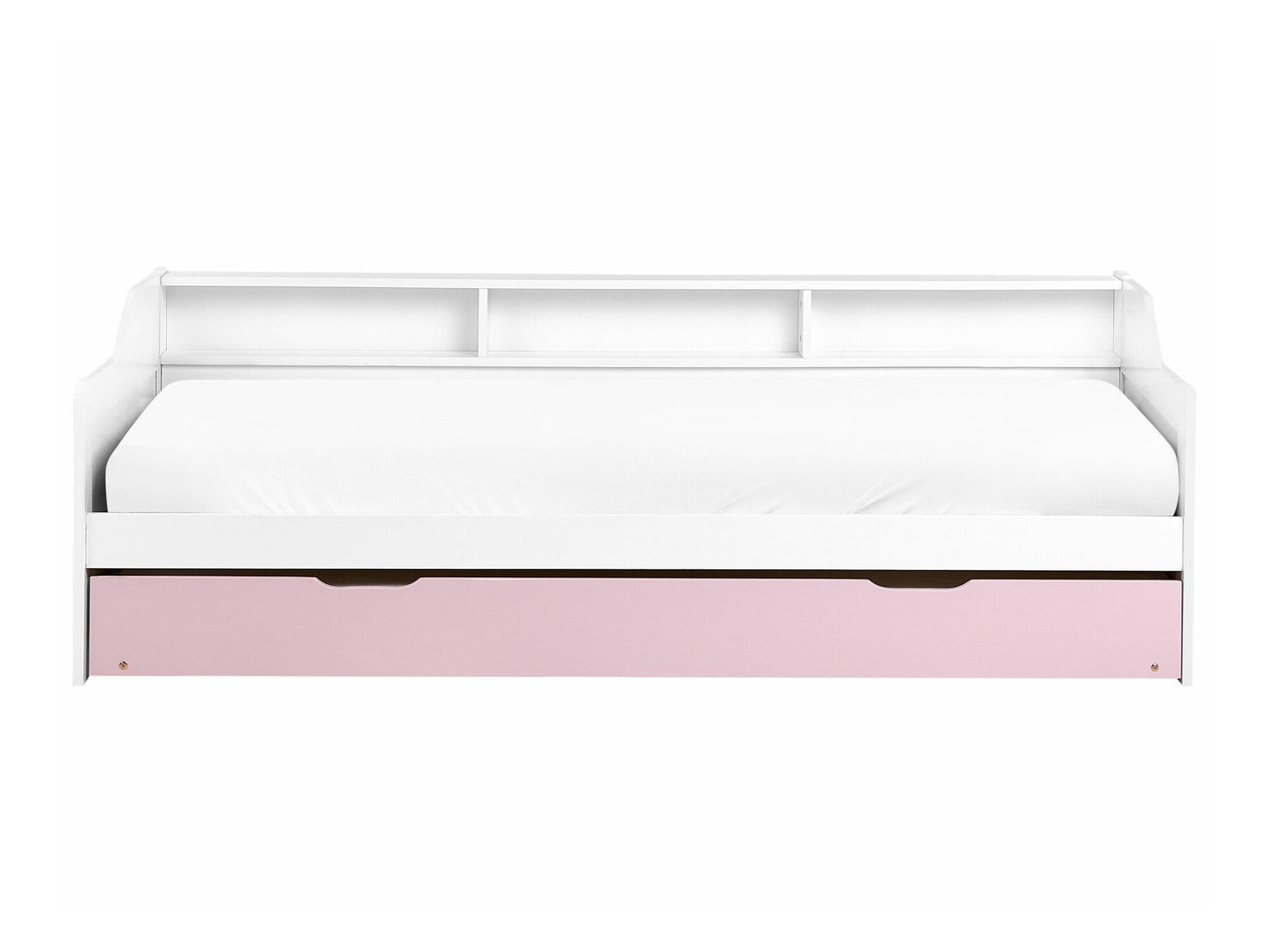 Lova Medinės EU Viengulės Trundle Lova EDERN 614263, Spalva: Balta + Rožinė