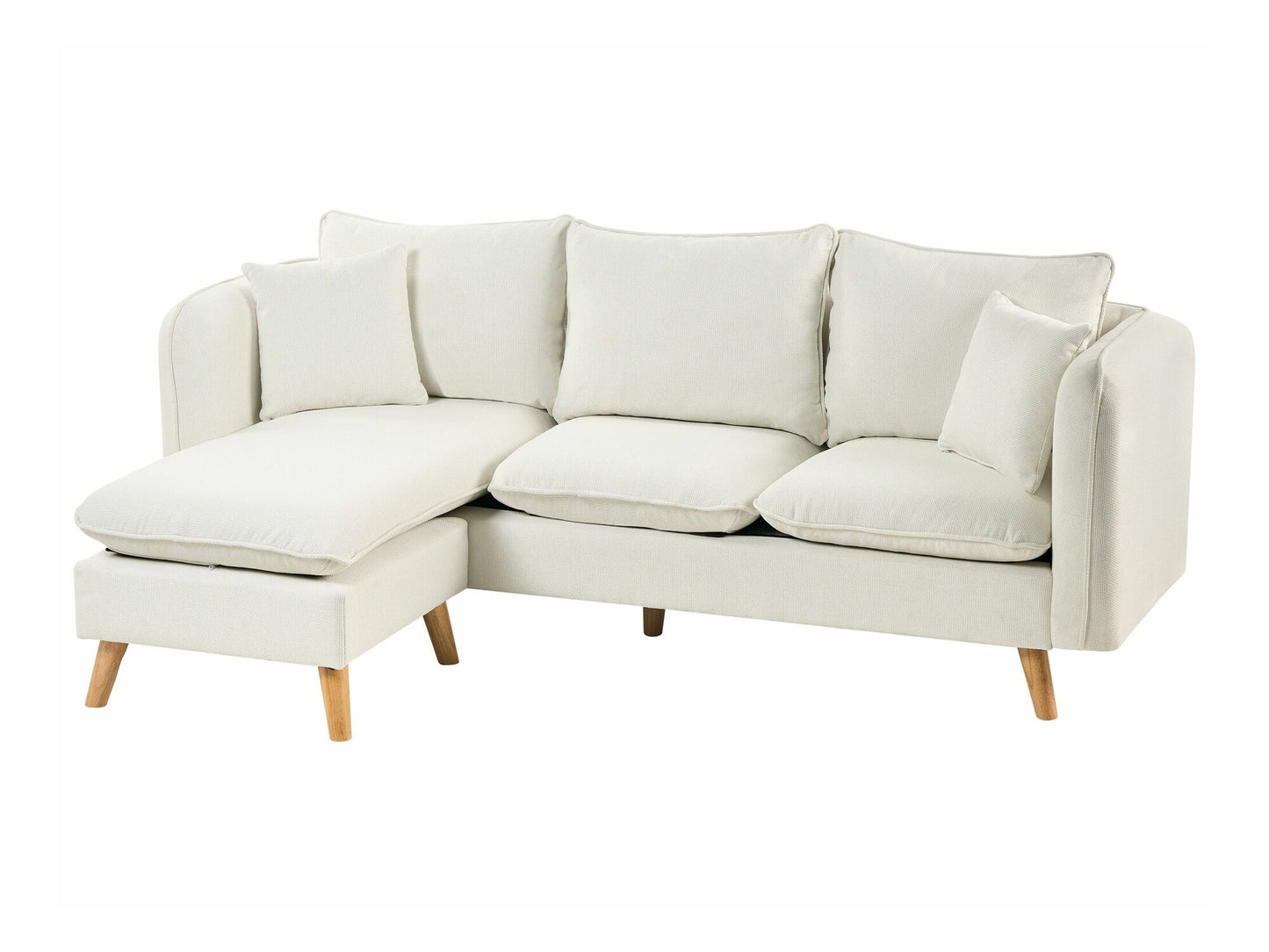 Minkštų baldų komplektas 3 Seater Gobelenas Sofa with Ottoman Balta DALVIK 618322 (Balta)