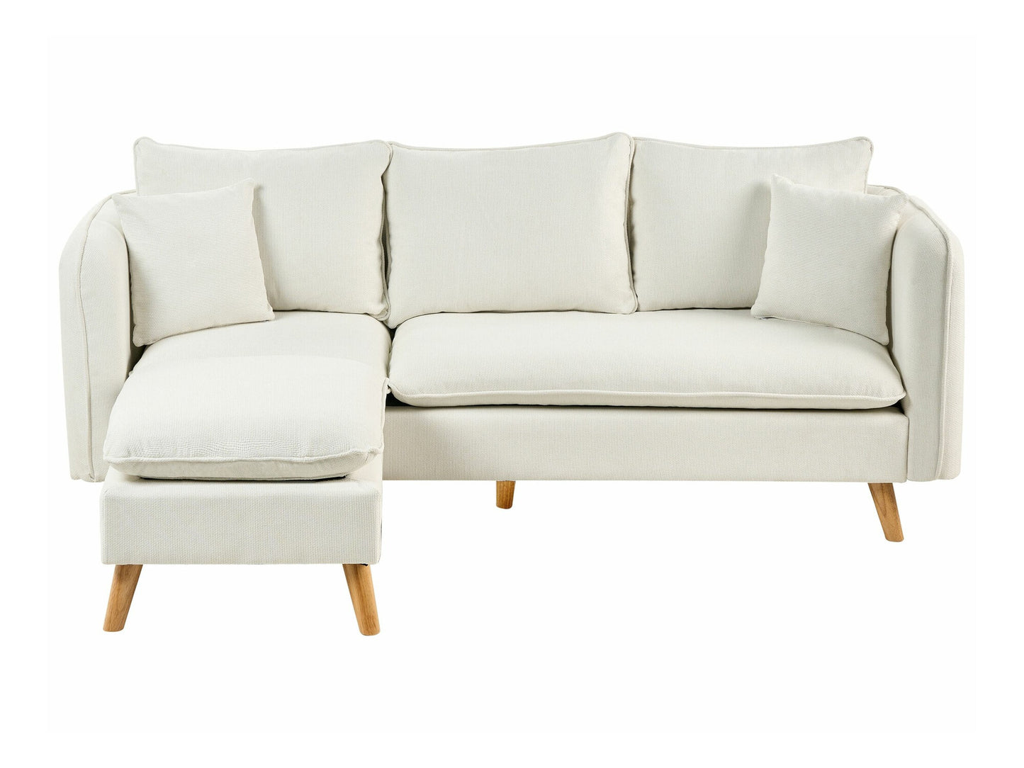Minkštų baldų komplektas 3 Seater Gobelenas Sofa with Ottoman Balta DALVIK 618322 (Balta)