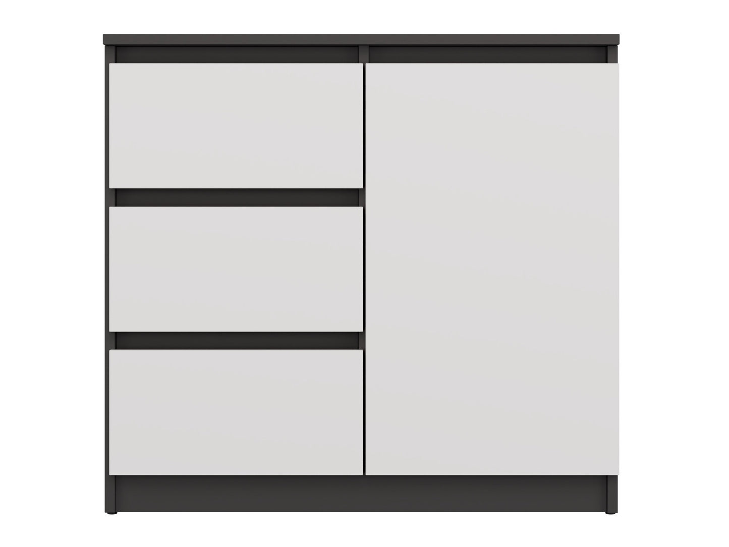 Komoda Malwa 1D3S, Spalva: Antracitas + Balta, M-MP-K-MAL-1D3S-ANTBIA