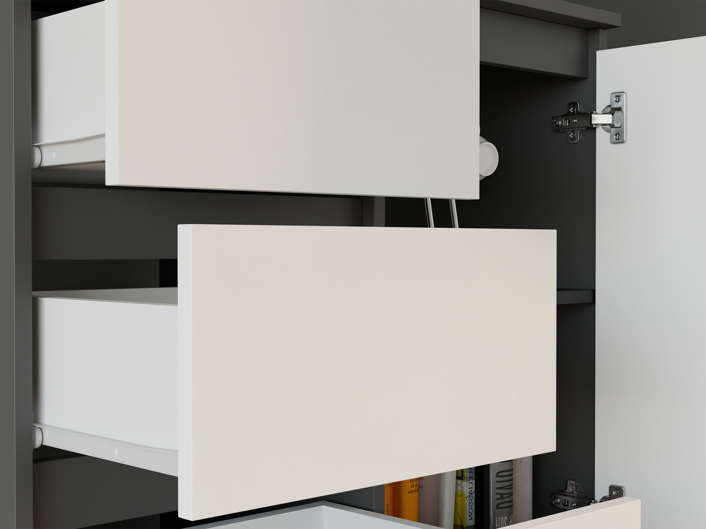 Komoda Malwa 1D3S, Spalva: Antracitas + Balta, M-MP-K-MAL-1D3S-ANTBIA