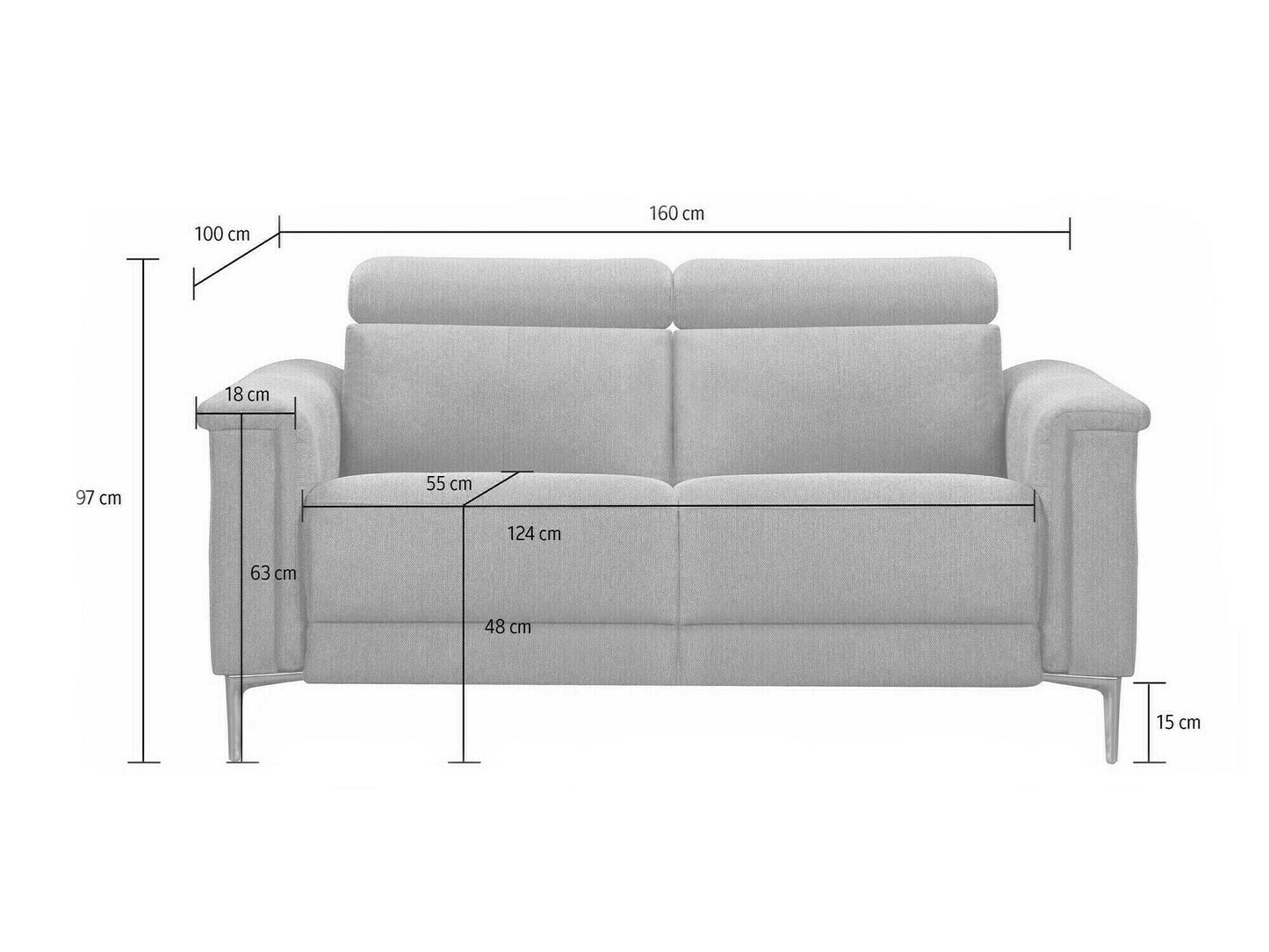 Sofa reglaineris Lund 2 Seater Sofa with 1 Rankinis Reglaineris 12101041 (Ruda)