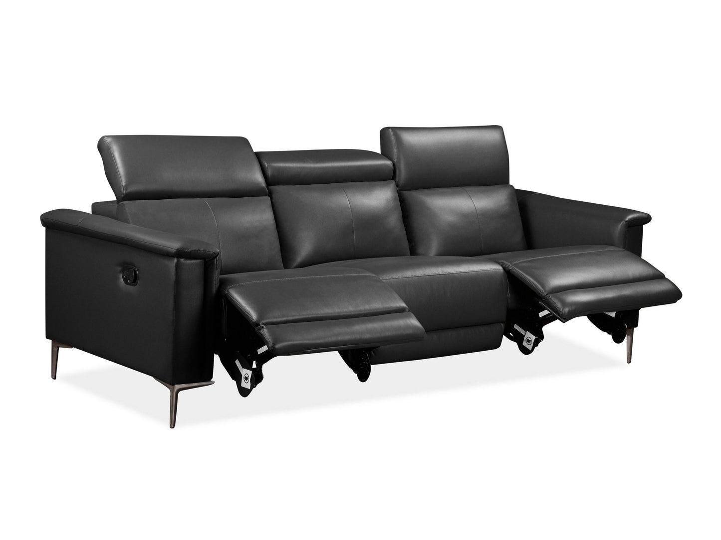 Sofa reglaineris Lund Sofa 3 Seater with 2 Rankinis Reglaineris 1208441, Medžiagos tipas: Natūrali oda, Spalva: Pilka