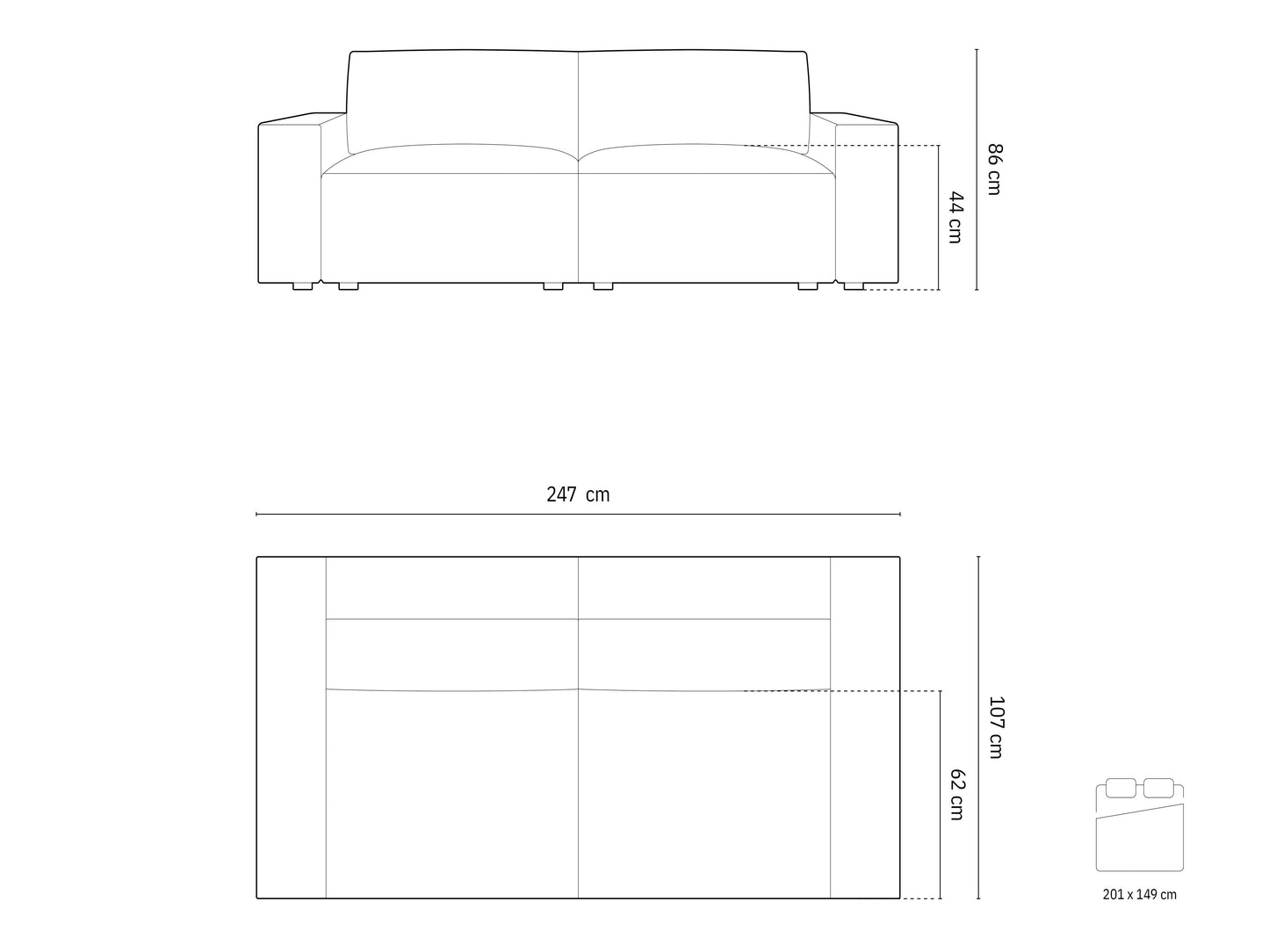 Sofa lova Jodie 3 seater 2, Spalva: Baloo 2074, MIC_3SF_101_F1_JODIE2
