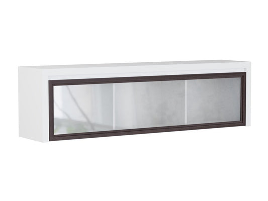 Pakabinama vitrina Kaspian S128 - KASPIAN [S128-SFW1W/140-BI/WE] (Balta + Vengė)