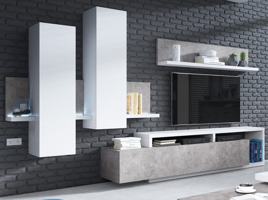 Pakabinama lentyna Bota 01 2484FG01, Spalva: Balta + Betonas