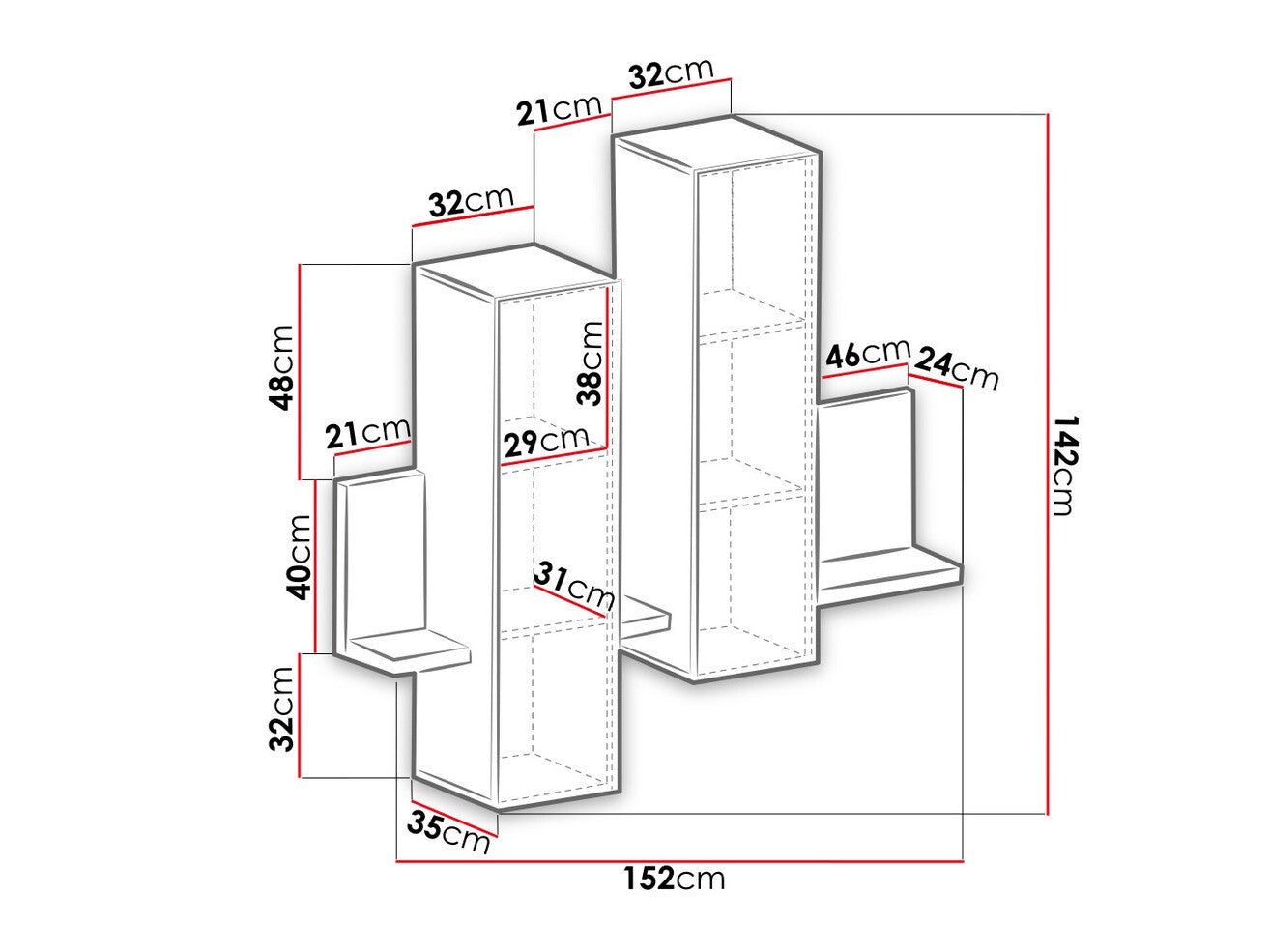 Pakabinama spintelė Bota 04 2484FG04, Spalva: Balta + Betonas