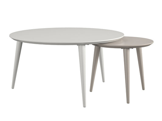 Žurnalinių staliukų komplektas Cosmoliving Carnegie Nesting Stalai Taupe/Balta - Balta & Taupe 3634817COM
