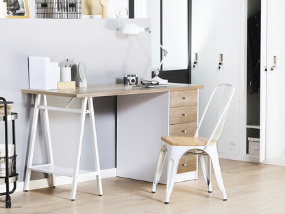 Darbo stalas 5 Stalčius Home Office Darbo stalas with Lentyna 140 x 60 cm Šviesi Medis HEBER 206588
