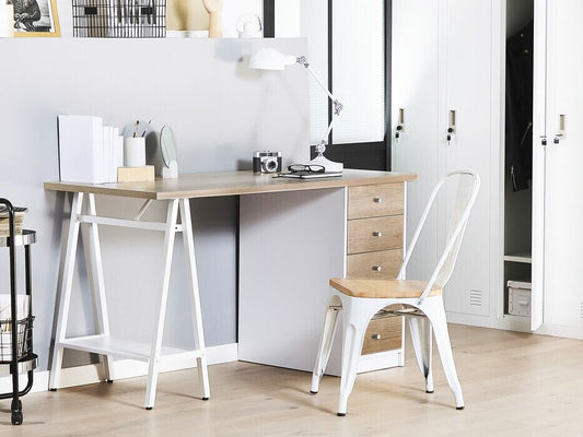 Darbo stalas 5 Stalčius Home Office Darbo stalas with Lentyna 140 x 60 cm Šviesi Medis HEBER 206588