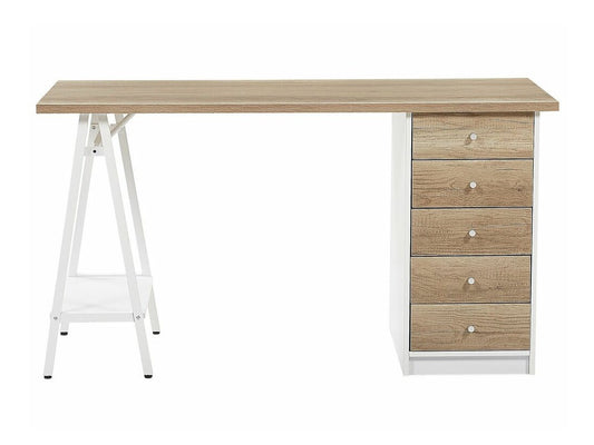 Darbo stalas 5 Stalčius Home Office Darbo stalas with Lentyna 140 x 60 cm Šviesi Medis HEBER 206588