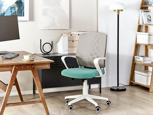 Biuro kėdė Swivel Office Kėdė Pilka and Mėlyna BONNY 337588 (Balta + Pilka + Turkis)