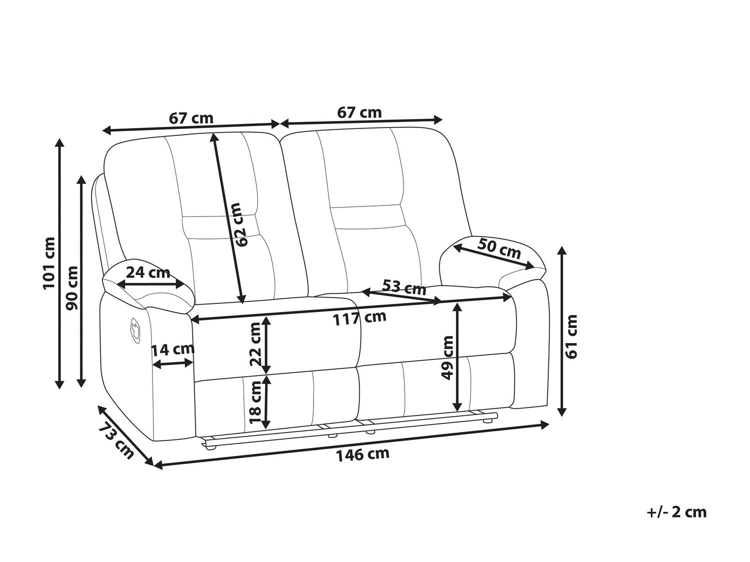 Sofa reglaineris BERGEN 340282 (Pilka)