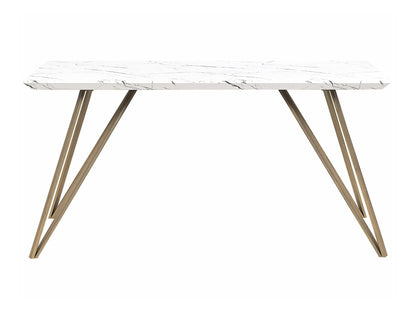 Stalas Dining Stalas 150 x 80 cm Marmuras Effect Balta with Auksas MOLDEN 238801 (Auksinė + Baltas marmuras)