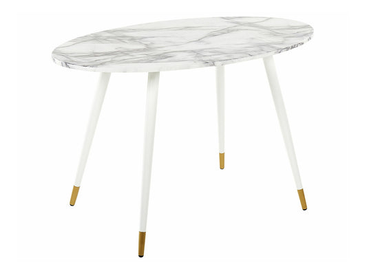 Stalas Ovalus Dining Stalas 120 x 70 cm Marmuras Effect and Balta GUTIERE 373601