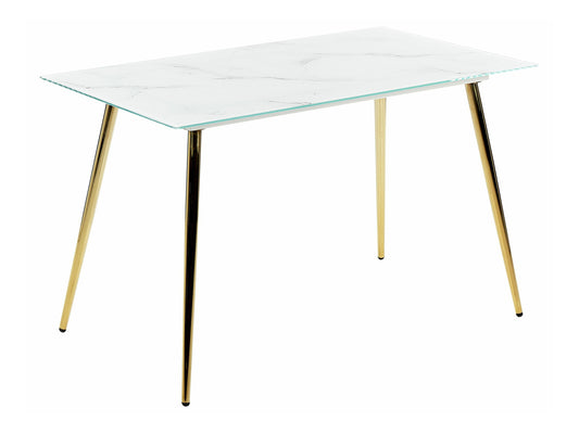 Stalas Stiklas Top Dining Stalas 120 x 70 cm Marmuras Effect and Auksas MULGA 373466