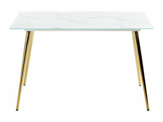 Stalas Stiklas Top Dining Stalas 120 x 70 cm Marmuras Effect and Auksas MULGA 373466
