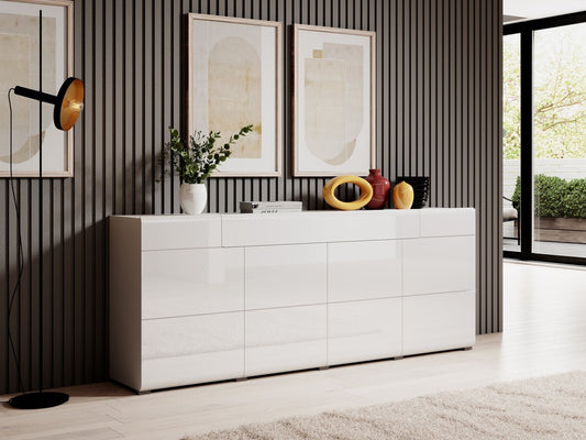 Komoda Toledo 25 2498DW25, Spalva: Balta + Blizgi balta
