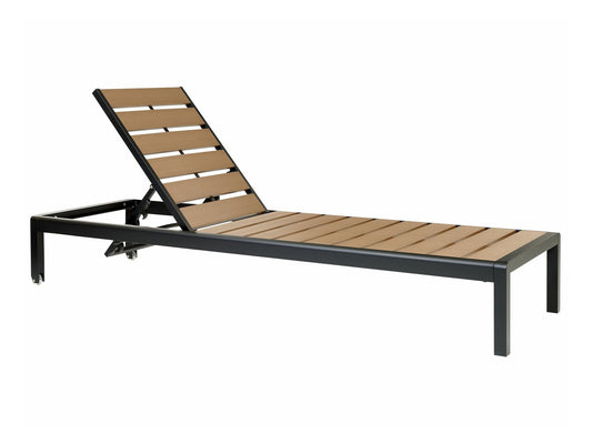 Lauko gultas Aluminium Reclining Sun Lounger NARDO, Spalva: Šviesus medis + Juoda