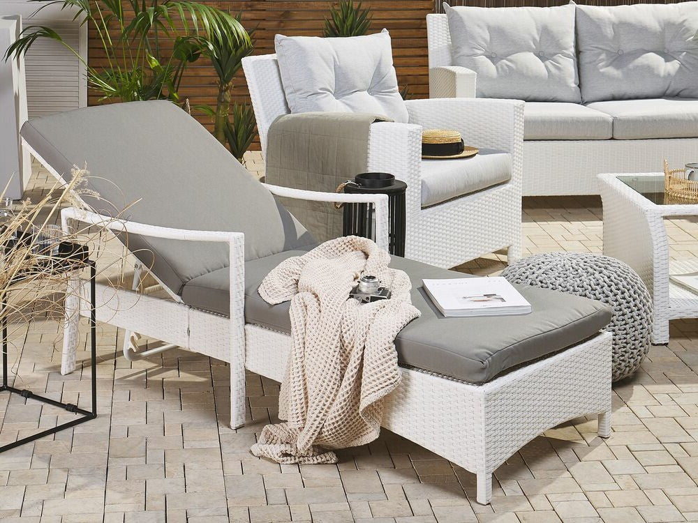Lauko gultas PE Rattan Reclining Sun Lounger Balta VASTO 73562 (Balta)