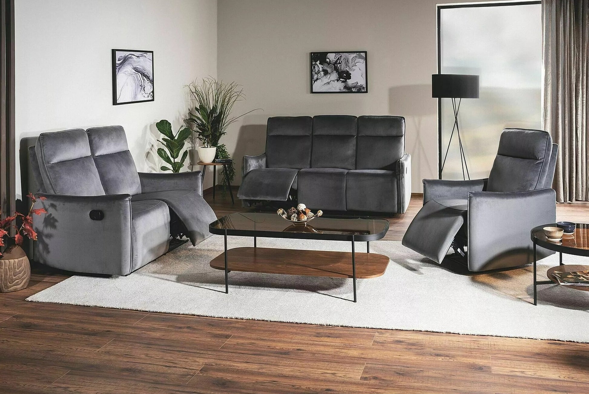 Sofa reglaineris Sofa Travis 2 Velvetas, Spalva: Pilka