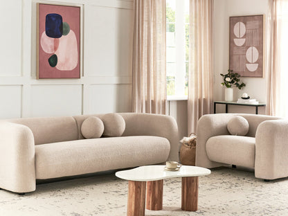 Minkštų baldų komplektas 4 Seater Boucle Living Room Komplektas Beige LEIREN 507579