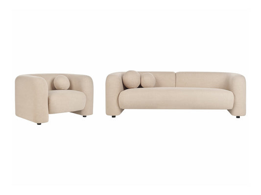 Minkštų baldų komplektas 4 Seater Boucle Living Room Komplektas Beige LEIREN 507579