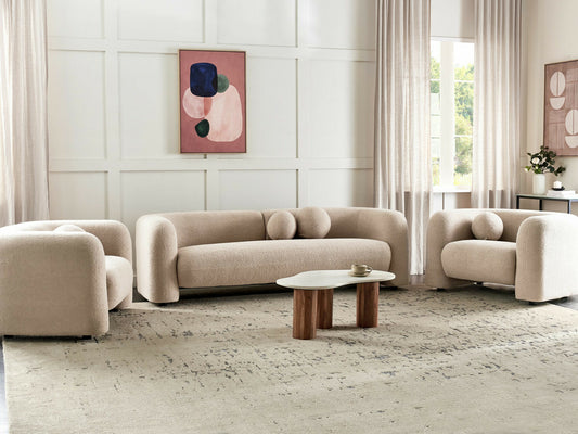 Minkštų baldų komplektas 5 Seater Boucle Living Room Komplektas Beige LEIREN 507642