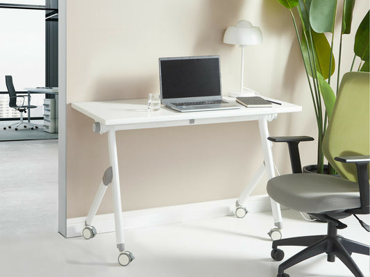 Darbo stalas Sulankstomas Office Darbo stalas with Wheels BENDI 508352, Plotis: 120 cm, Stalviršio spalva: Balta, Kojų spalva: Balta