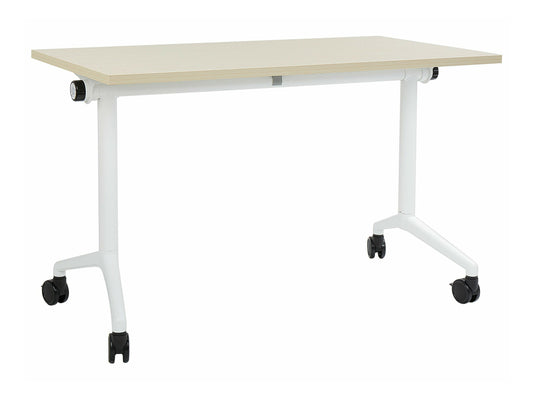 Darbo stalas Sulankstomas Office Darbo stalas with Wheels CAVI 509052, Plotis: 120 cm, Stalviršio spalva: Šviesus medis, Kojų spalva: Balta