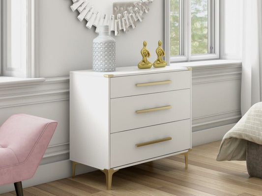 Komoda CosmoLiving by Cosmopolitan Karissa 3-Stalčius Dresser, Balta DL8881-W