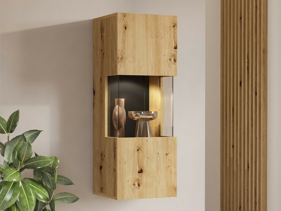 Pakabinama vitrina Ava 07 24RCLM07, Spalva: Artisan ąžuolas + Juoda