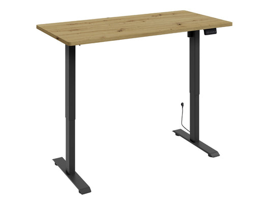 Reguliuojamo aukščio darbo stalas BIMOTION 140x70, Kojų spalva: Juoda, Stalviršio spalva: Artisan ąžuolas