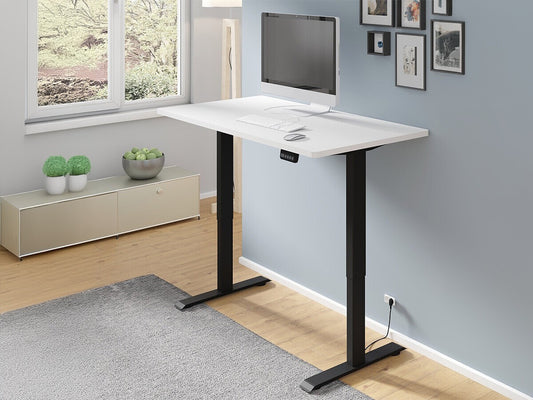 Reguliuojamo aukščio darbo stalas BIMOTION 140x70, Kojų spalva: Juoda, Stalviršio spalva: Balta