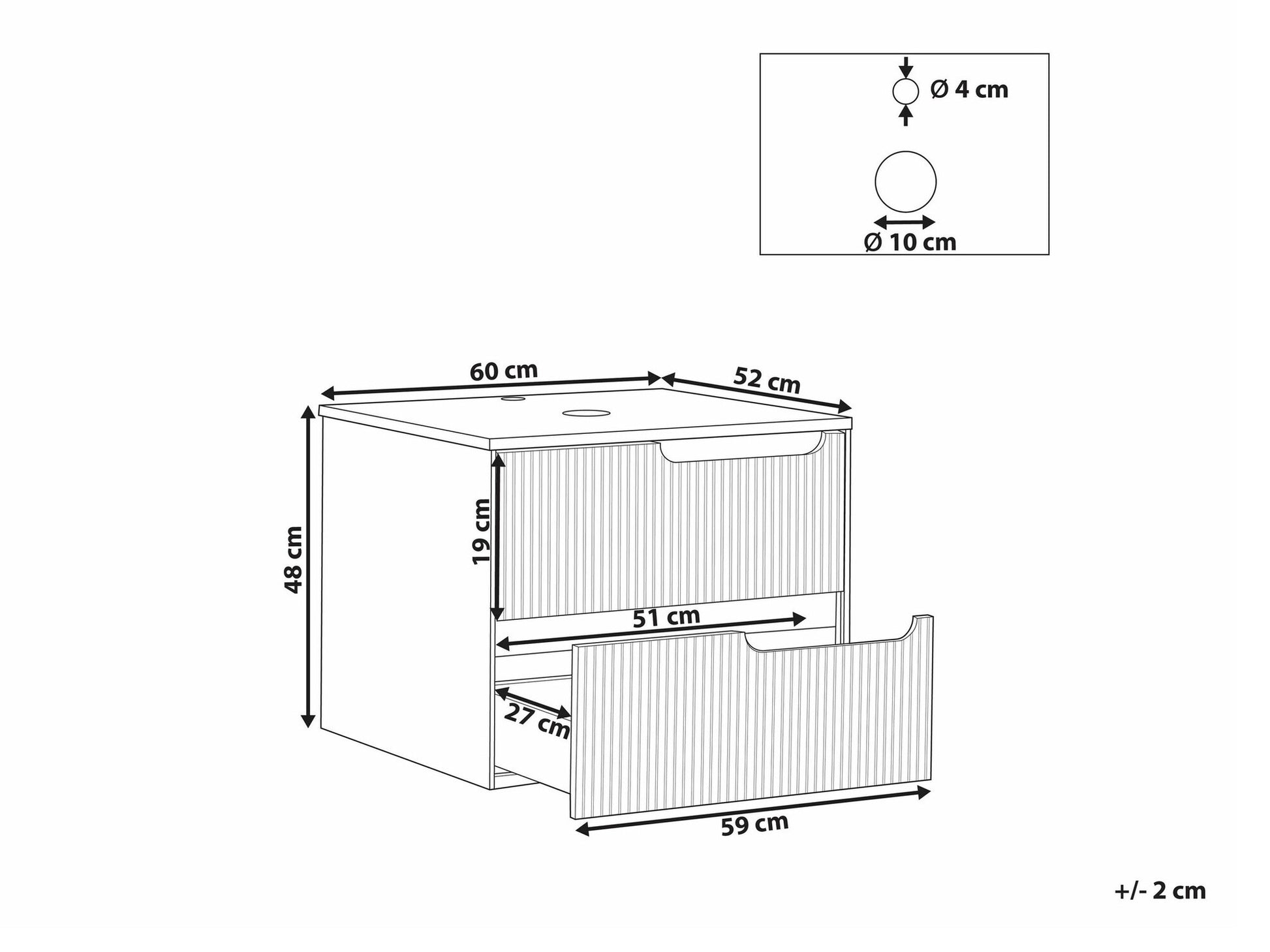 Pakabinama vonios spintelė praustuvui Bathroom Wall Mounted Spintelė 60 x 52 cm Juoda QUINTELA 526619 (Juoda)