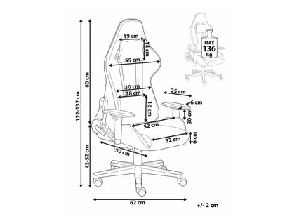 Žaidimų kėdė WARRIOR 512479, Spalva: Juoda