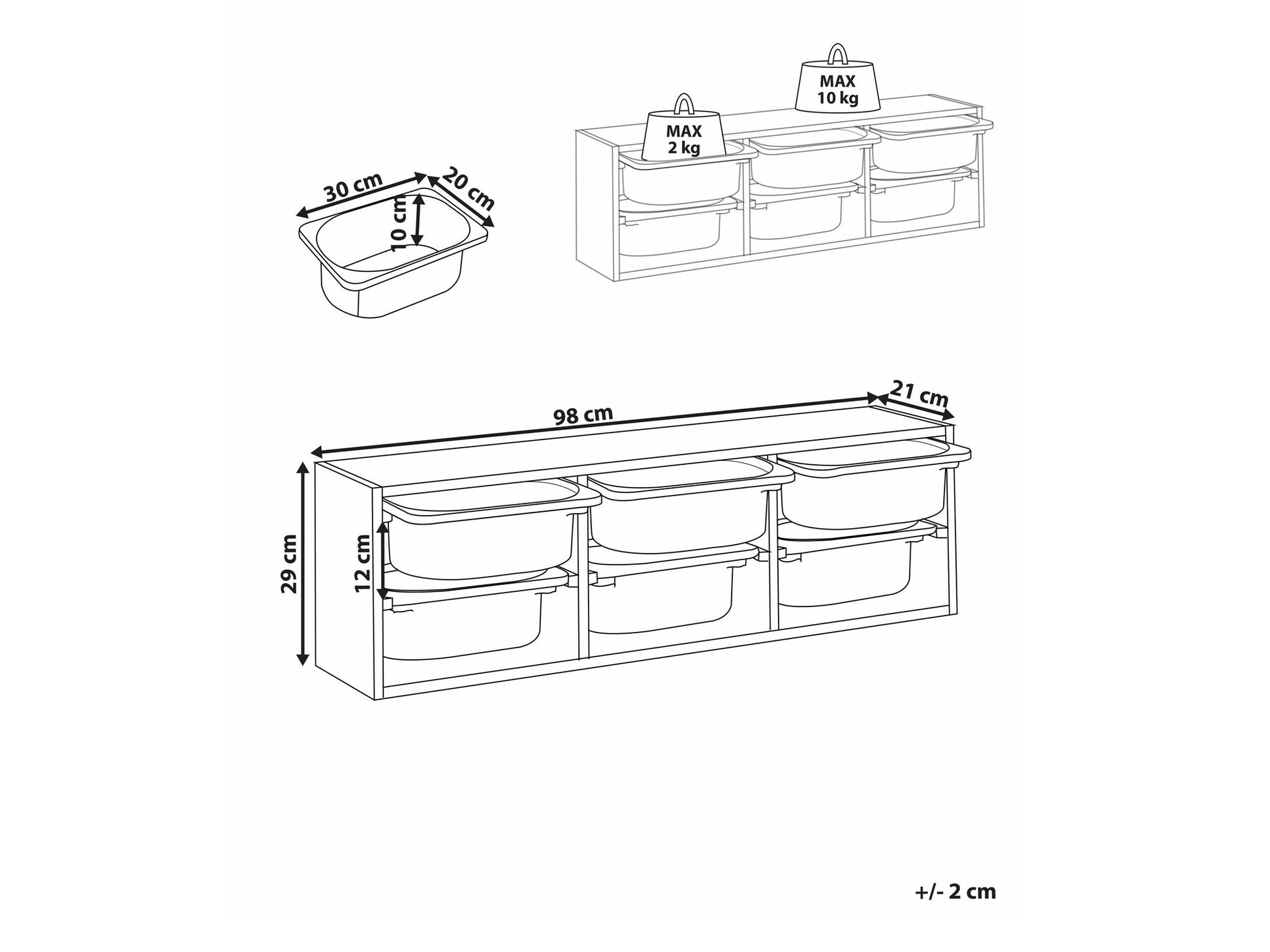 Pakabinama lentyna Wall Lentyna with 6 Boxes Balta TOBIN 571101