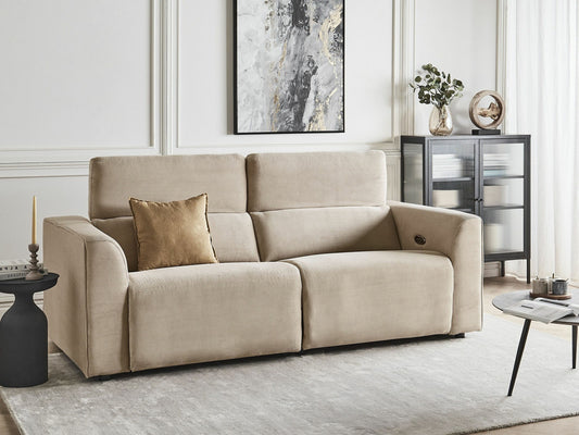 Sofa reglaineris 2 Seater Corduroy Elektrinis Reglaineris Sofa with USB Port ULVEN Sand Beige 468194 (Šviesi ruda)
