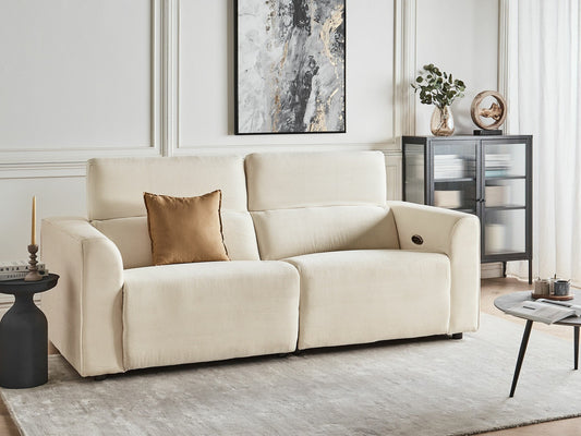 Sofa reglaineris 2 Seater Corduroy Elektrinis Reglaineris Sofa with USB Port ULVEN Beige 468213 (Beige)