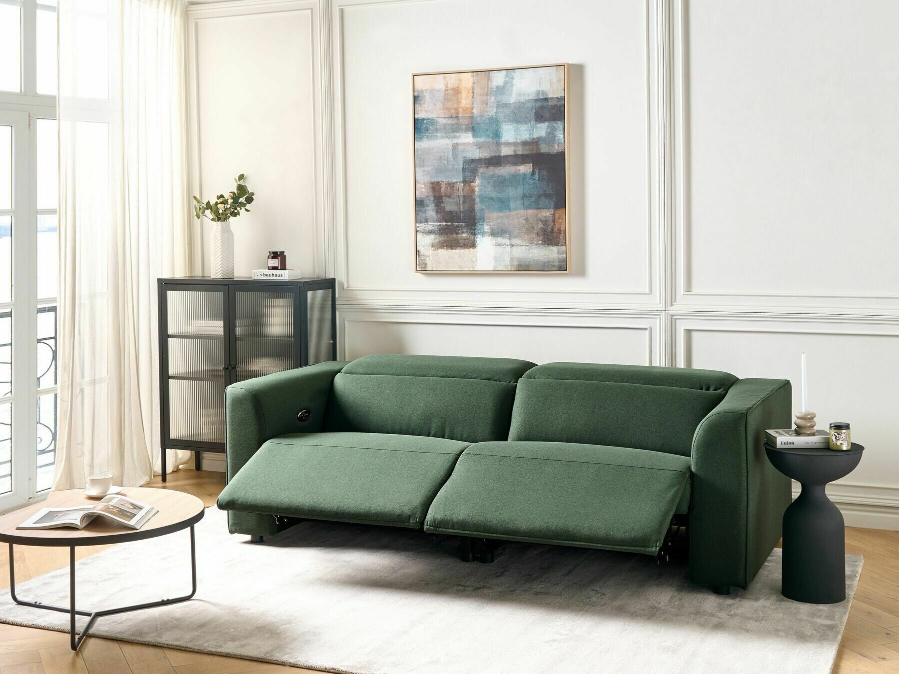 Sofa reglaineris Gobelenas Elektrinis Reglaineris Sofa with USB Port ULVEN Žalia 456713 (Žalia)