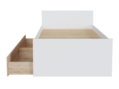 Lova Nepo Plus LOZ/90 / 120, Spalva: Balta, Miegamoji dalis: 90 x 200 cm, Patalynės dėžė: Yra Sonomos ąžuolas