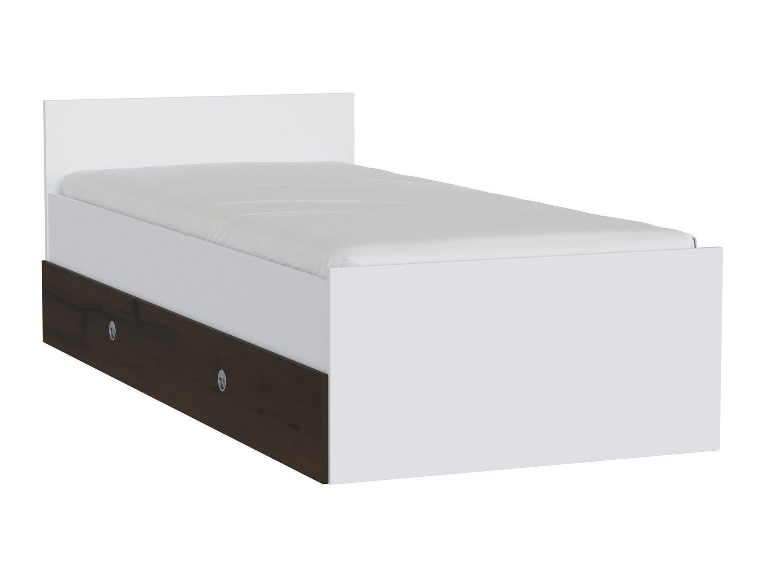 Lova Nepo Plus LOZ/90 / 120, Spalva: Balta, Miegamoji dalis: 90 x 200 cm, Patalynės dėžė: Yra Tamsus ąžuolas