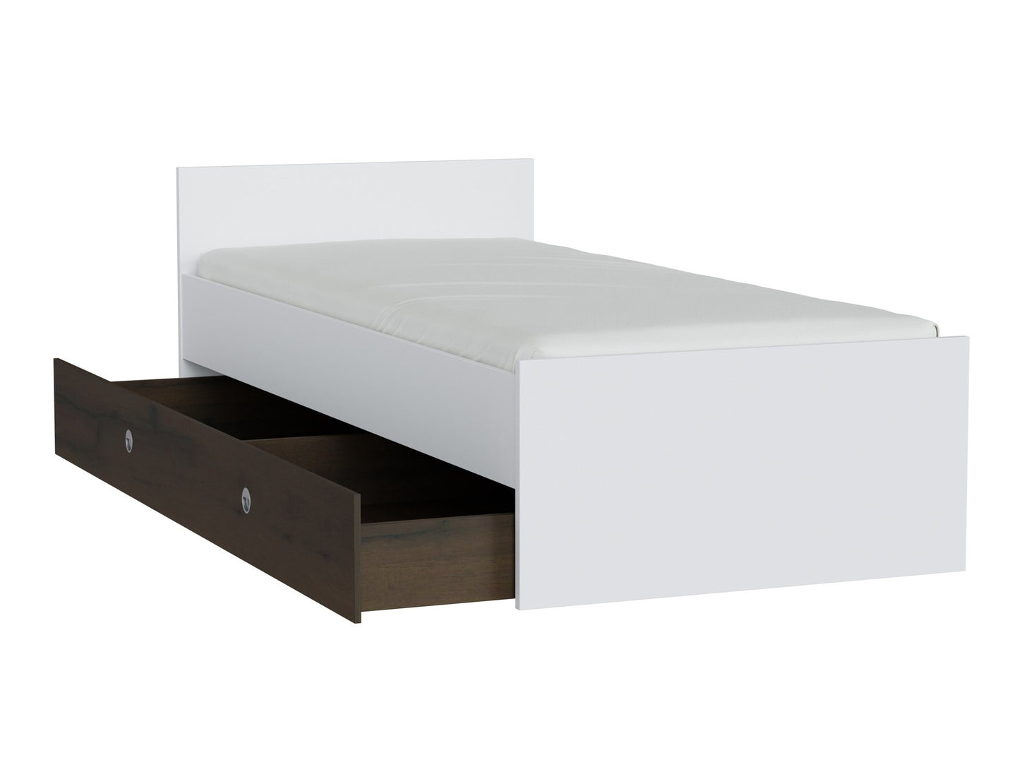 Lova Nepo Plus LOZ/90 / 120, Spalva: Balta, Miegamoji dalis: 90 x 200 cm, Patalynės dėžė: Yra Tamsus ąžuolas