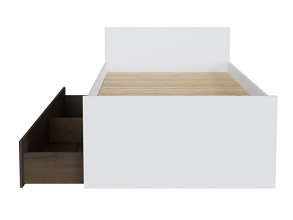 Lova Nepo Plus LOZ/90 / 120, Spalva: Balta, Miegamoji dalis: 90 x 200 cm, Patalynės dėžė: Yra Tamsus ąžuolas