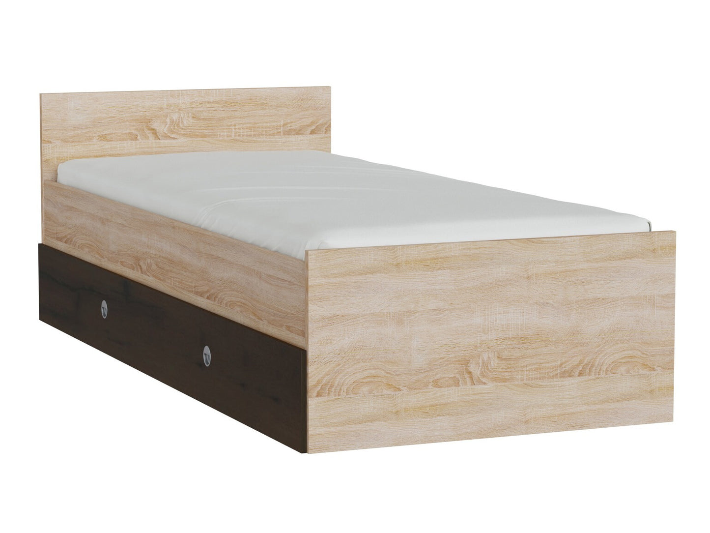 Lova Nepo Plus LOZ/90 / 120, Spalva: Sonomos ąžuolas, Miegamoji dalis: 90 x 200 cm, Patalynės dėžė: Yra Tamsus ąžuolas