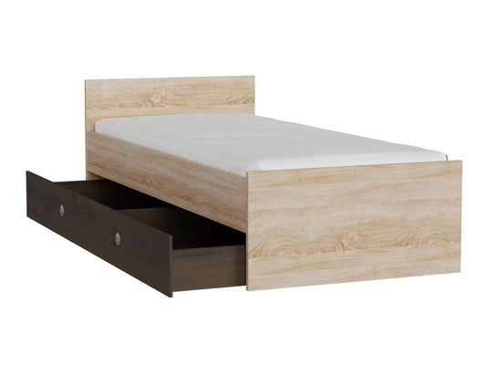 Lova Nepo Plus LOZ/90 / 120, Spalva: Sonomos ąžuolas, Miegamoji dalis: 90 x 200 cm, Patalynės dėžė: Yra Tamsus ąžuolas