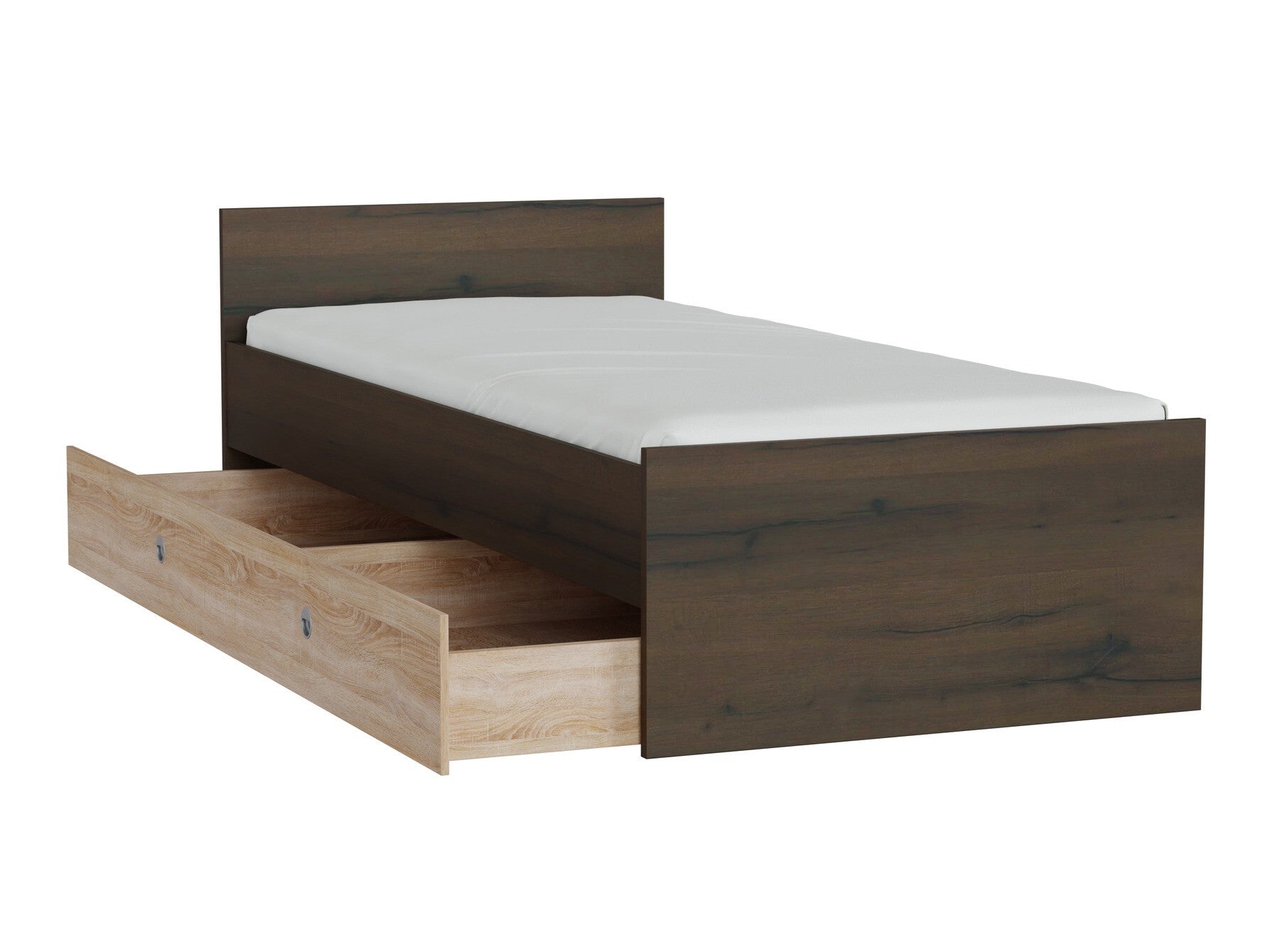 Lova Nepo Plus LOZ/90 / 120, Spalva: Tamsus ąžuolas, Miegamoji dalis: 90 x 200 cm, Patalynės dėžė: Yra Sonomos ąžuolas