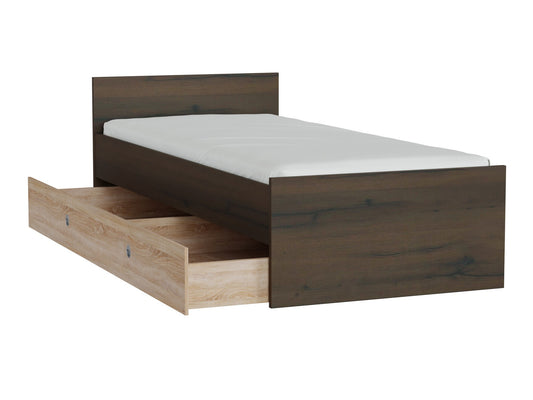 Lova Nepo Plus LOZ/90 / 120, Spalva: Tamsus ąžuolas, Miegamoji dalis: 120 x 200 cm, Patalynės dėžė: Yra Sonomos ąžuolas