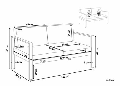 Lauko sofa Garden Sofa 2 Seater SALERNO Metalas Šviesi Pilka 93864 (Šviesi pilka)