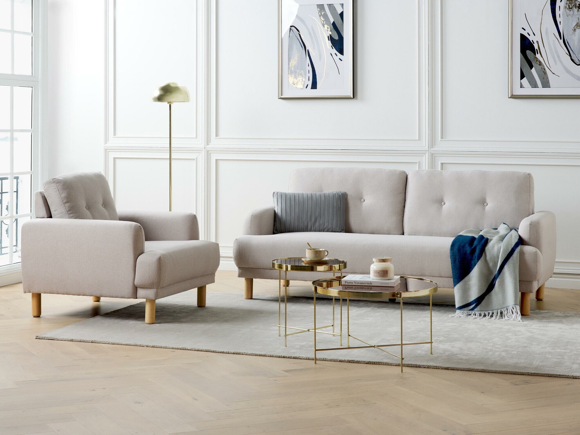 Minkštų baldų komplektas Gobelenas Living Room Komplektas TUVE 467456 (Taupe)
